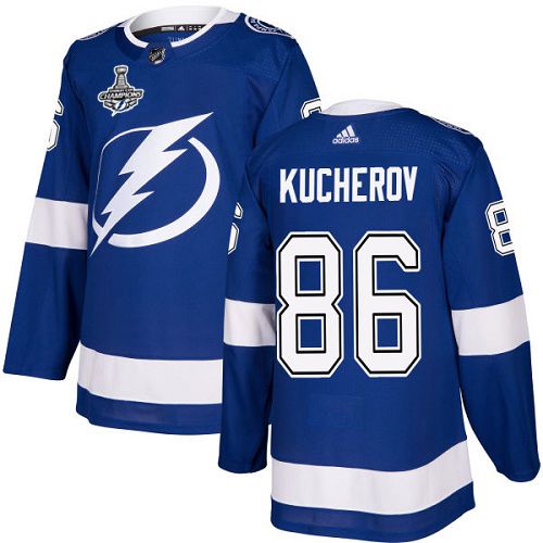 Men Adidas Tampa Bay Lightning 86 Nikita Kucherov Blue Home Authentic 2020 Stanley Cup Champions Stitched NHL Jersey